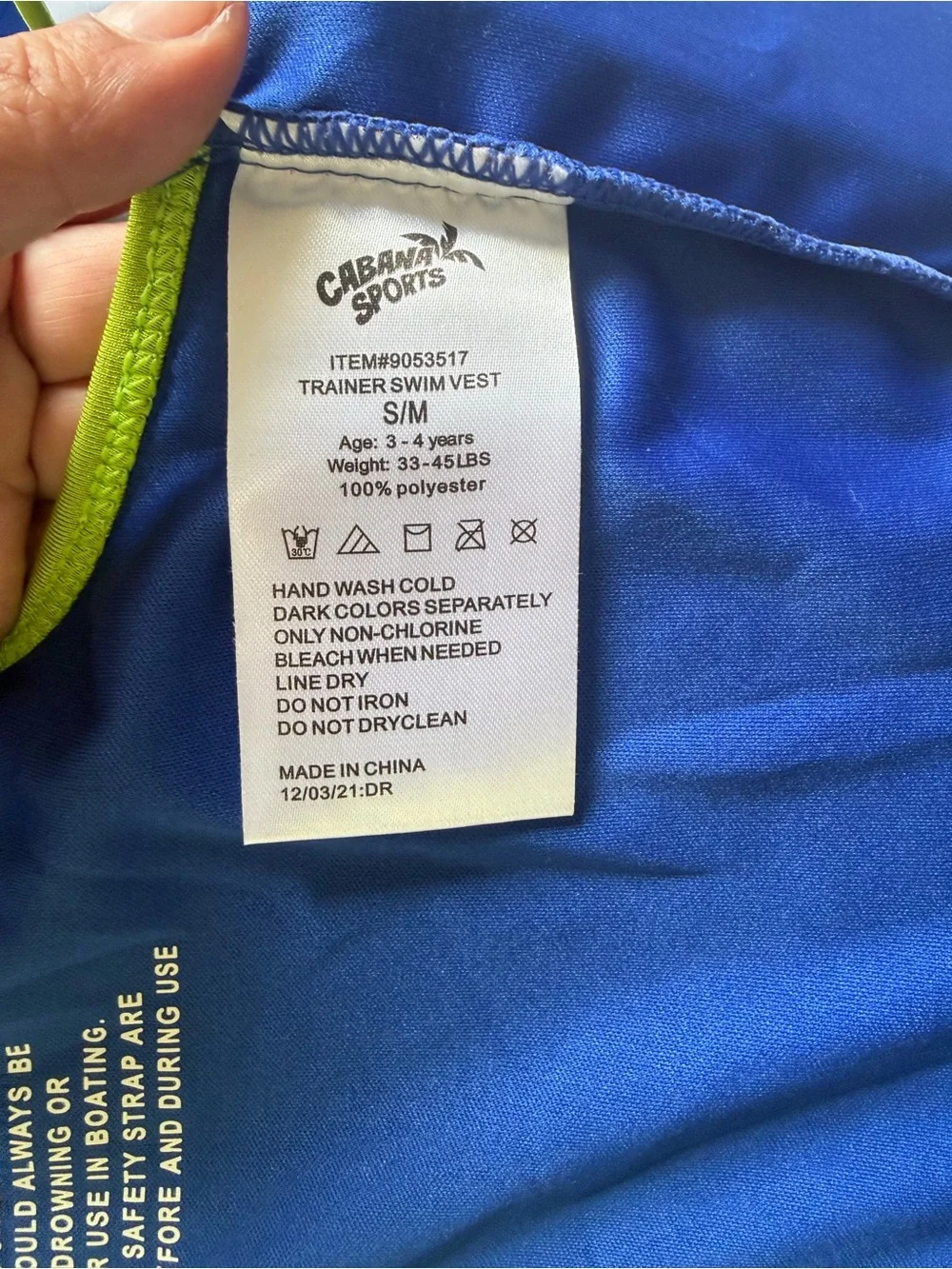 Cabana Sports Little Trainer Vest 3-4 Years Learn To Swim